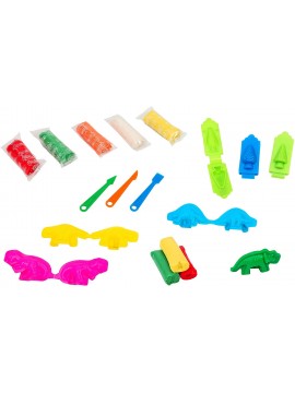 Kidea Morbido Set Dinosauri con 4 Stampini e 5 Accessori, 8 x 50 g, 167699