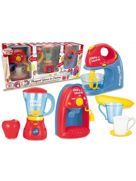Teorema 66654 - Playset Gioca in Cucina 3 in 1 con Macchina del Caffè, Frullatore, Impastatrice e Accessori, Multicolore