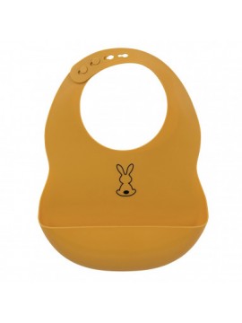 Nattou - Bavaglino in silicone raccogli pappa ocra