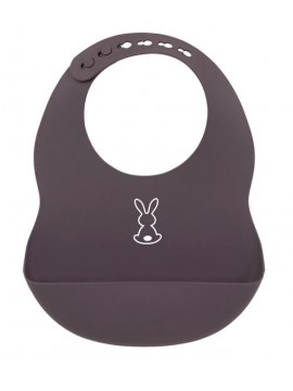 Nattou - Bavaglino in silicone raccogli pappa melanzana