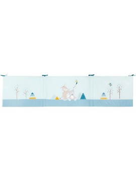 Nattou 498401 - Imbottitura per lettino da 60 – 70 cm di larghezza, 180 × 40 × 3 cm, Tim & Tiloo, blu