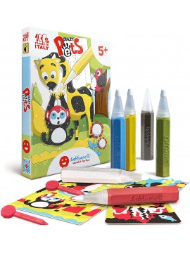 Sabbiarelli Sand-it for Fun - Kit Crazy Pets Cuccioli burloni - Set Lavoretti Creativi: Colora con la Sabbia Gli Animali allegri