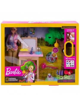 Barbie - Carriere Entomologa Bambola Bionda con Playset e 20 Accessori, Ispirata a National Geographic