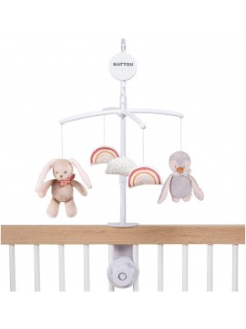 Nattou 244275 - Carillon giostrina, coniglietto e pinguino