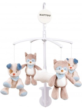 Nattou 333276 - Giostrina con Carillon, Cagnolino e Orsetto lavatore