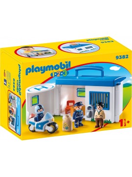 Playmobil 1.2.3 - Centrale della Polizia portatile Set di figurine, Colore Multicolore, 9382