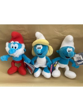 Peluche puffi 25 cm 3 pezzi, Puffetta, Classico e grande puffo, smurfs peluche