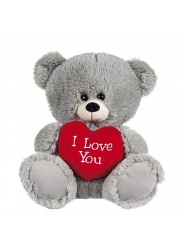 orso grigio con cuore, altezza 50 cm seduto