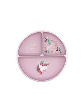 Piatto con ventosa in silicone - Unicorno Sparkly