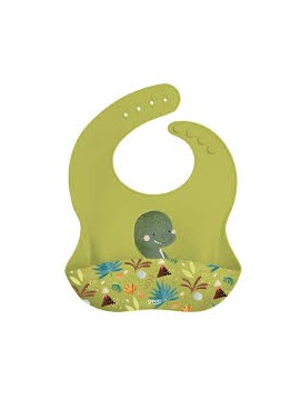 Bavaglino con tasca in silicone - Dinosauro Cracky