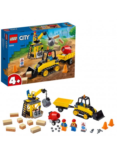 LEGO City 60252- Great Vehicles Bulldozer da Cantiere con Pala Funzionante.