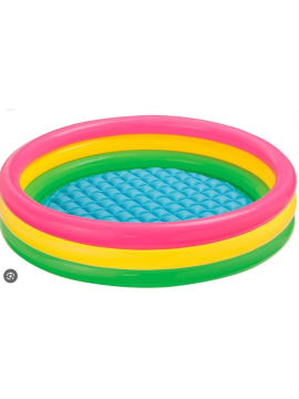 Intex 57422NP - Piscina Gonfiabile Sunset Glow, Tre Anelli, Vinile, Multicolore, 147x33 cm
