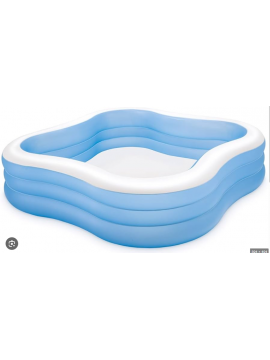 Intex 57495NP - Piscina Gonfiabile Family Quadrata, Vinile, Multicolore, 229x229x56 cm