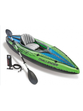 Intex- Kayak Challenger, canoa gonfiabile da uomo con remi in alluminio e pompa a mano