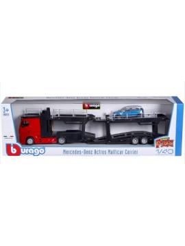 Mercedes-Benz Actros bisarca con Renault Captur rosso / nero / blu / bianco 1:43 Bburago