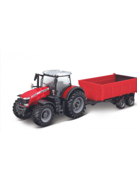 18-31662 Bburago - Trattore Massey Ferguson 8740S con rimorchio ribaltabile