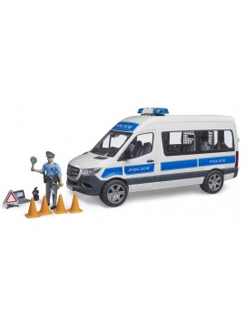 bruder 02683 - MB Sprinter veicolo di emergenza della polizia con modulo luci e suoni, poliziotto bworld