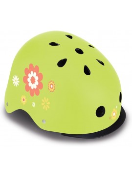 globber - helmet elite light xs s 48-53 cm -lime green flowers