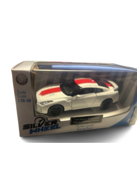 Auto Sportiva Nissan GT-R R35 50TH ANNIVERSARY 1:42 in metallo, a retrocarica